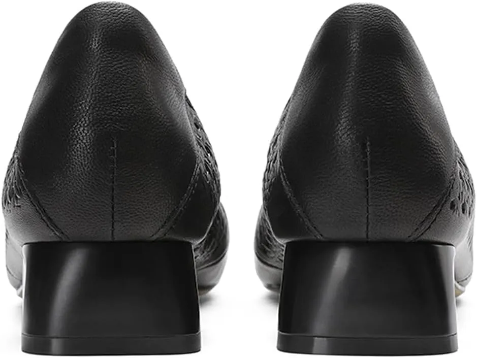 Chunky Block Low Heels for Women Square Closed Toe Comfortable Woven Slip on Casual Ballet Heels Pumps
