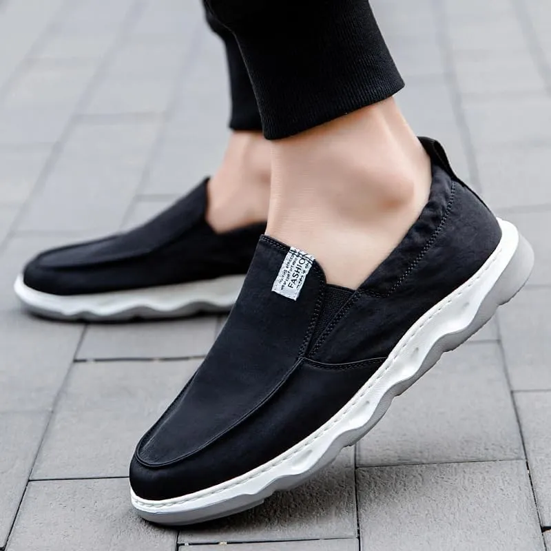 Classic Men's Slip-On Canvas Shoes - Durable Rubber Outsole for Traction, Soft Upper for Barefoot-Like Comfort