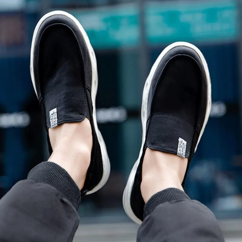 Classic Men's Slip-On Canvas Shoes - Durable Rubber Outsole for Traction, Soft Upper for Barefoot-Like Comfort