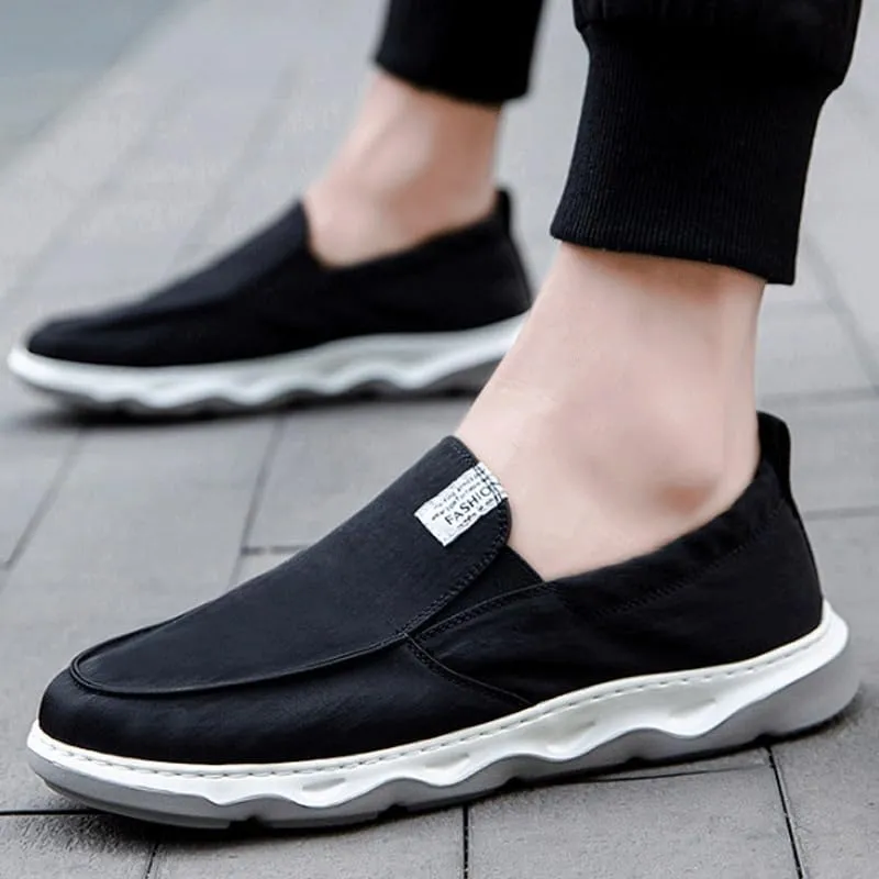 Classic Men's Slip-On Canvas Shoes - Durable Rubber Outsole for Traction, Soft Upper for Barefoot-Like Comfort
