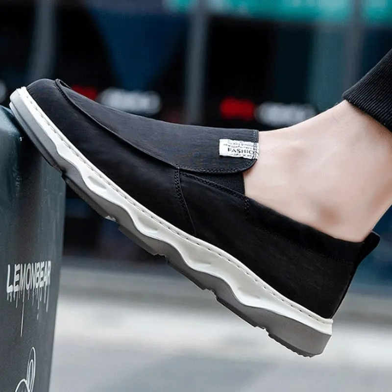 Classic Men's Slip-On Canvas Shoes - Durable Rubber Outsole for Traction, Soft Upper for Barefoot-Like Comfort
