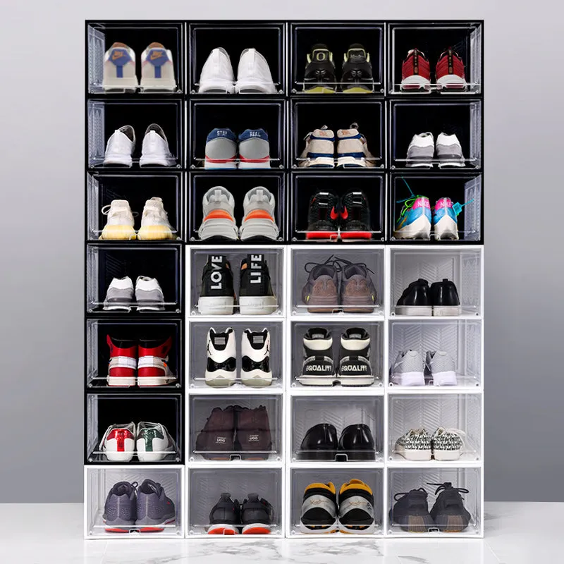 Clear Plastic Foldable Shoe Sneaker Organizer Box Stackable Storage With Custom Transparent Containers