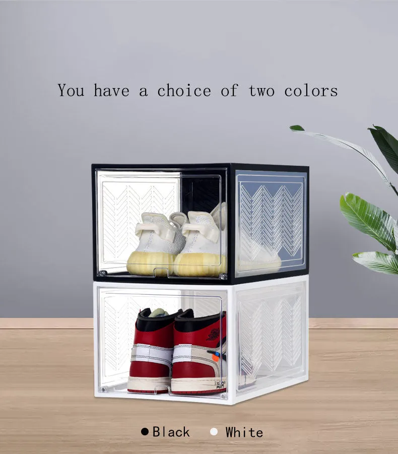 Clear Plastic Foldable Shoe Sneaker Organizer Box Stackable Storage With Custom Transparent Containers