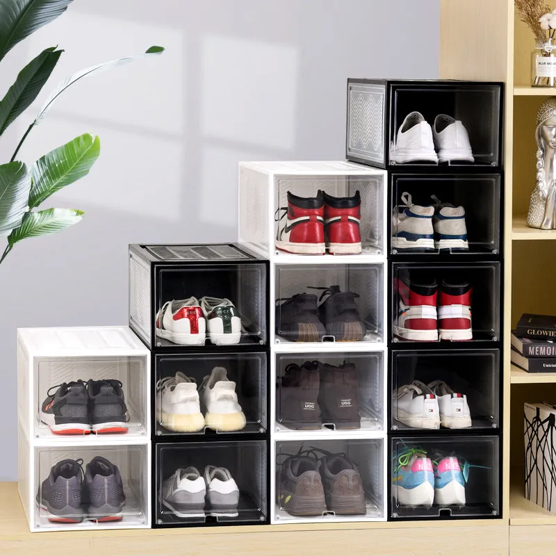 Clear Plastic Foldable Shoe Sneaker Organizer Box Stackable Storage With Custom Transparent Containers