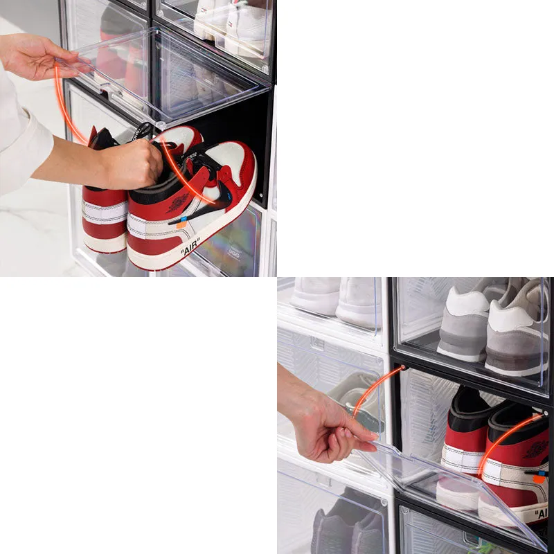 Clear Plastic Foldable Shoe Sneaker Organizer Box Stackable Storage With Custom Transparent Containers