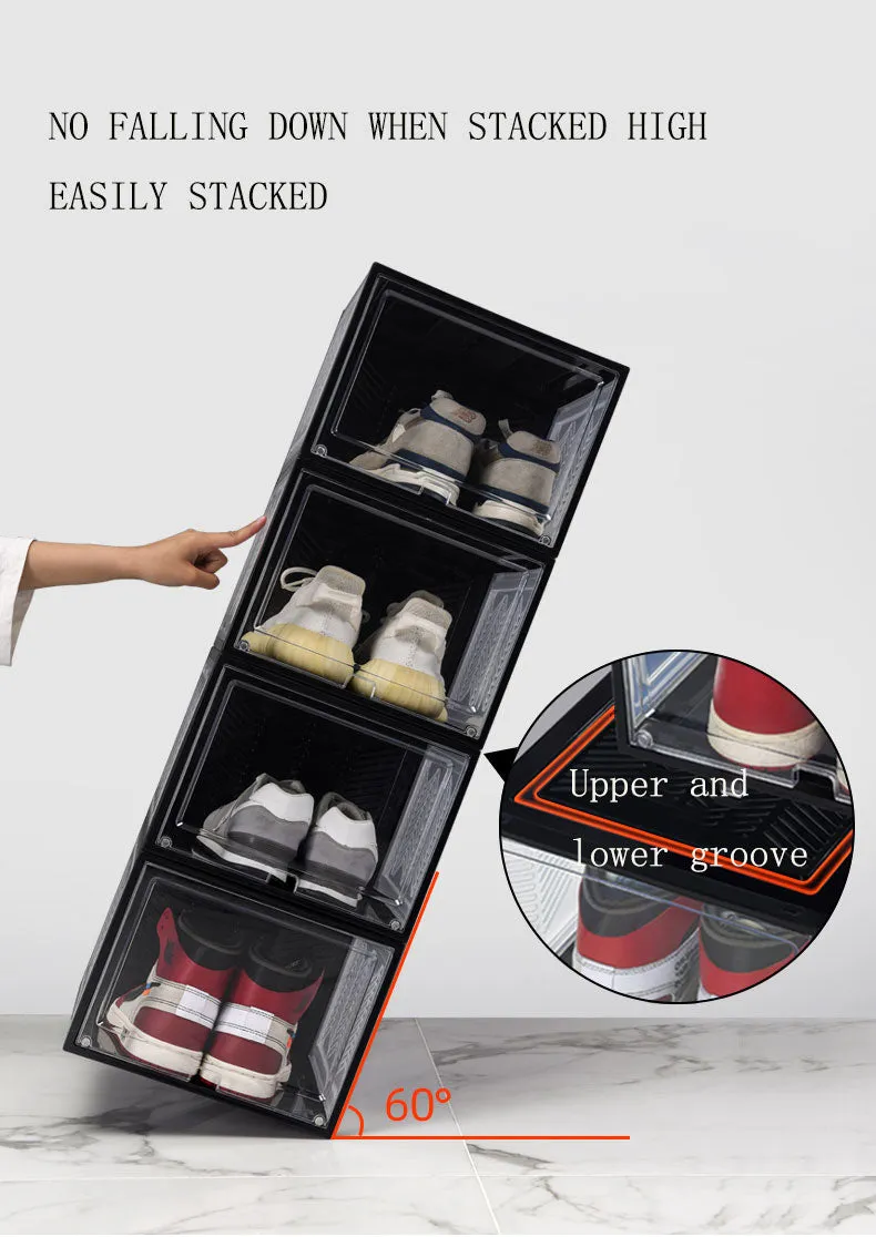 Clear Plastic Foldable Shoe Sneaker Organizer Box Stackable Storage With Custom Transparent Containers