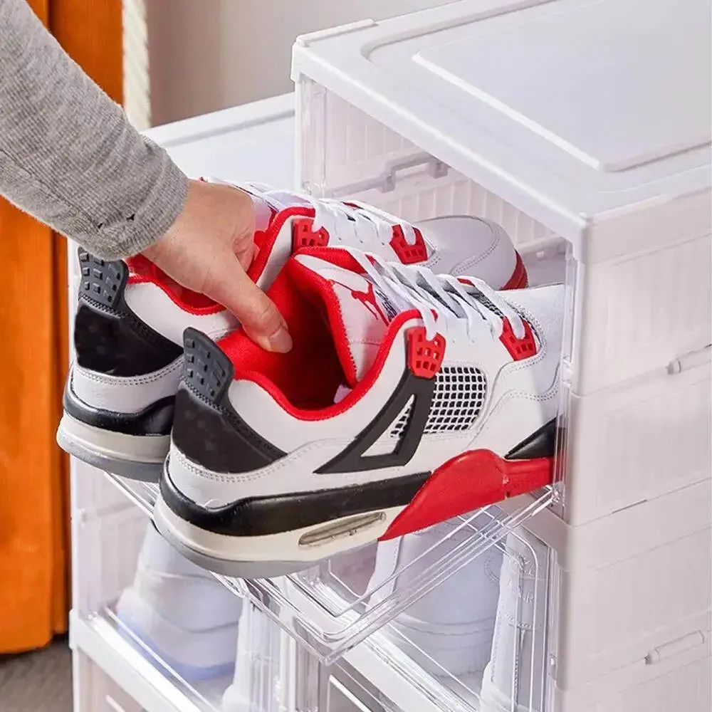 Collapsible Shoe Box Dustproof Organizer-No Assembly Required-Versatile Sneaker Storage Solution-Perfect for Home Organization