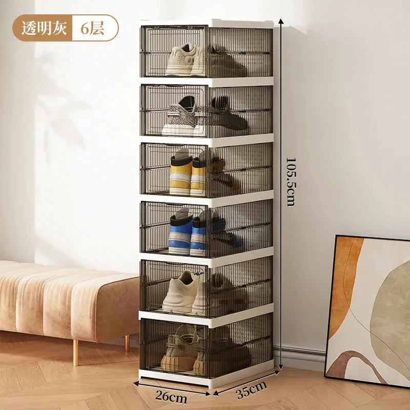 Collapsible Shoe Box Dustproof Organizer-No Assembly Required-Versatile Sneaker Storage Solution-Perfect for Home Organization