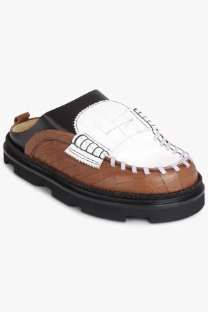 College Chunky Loafer Mule | Brown/Black