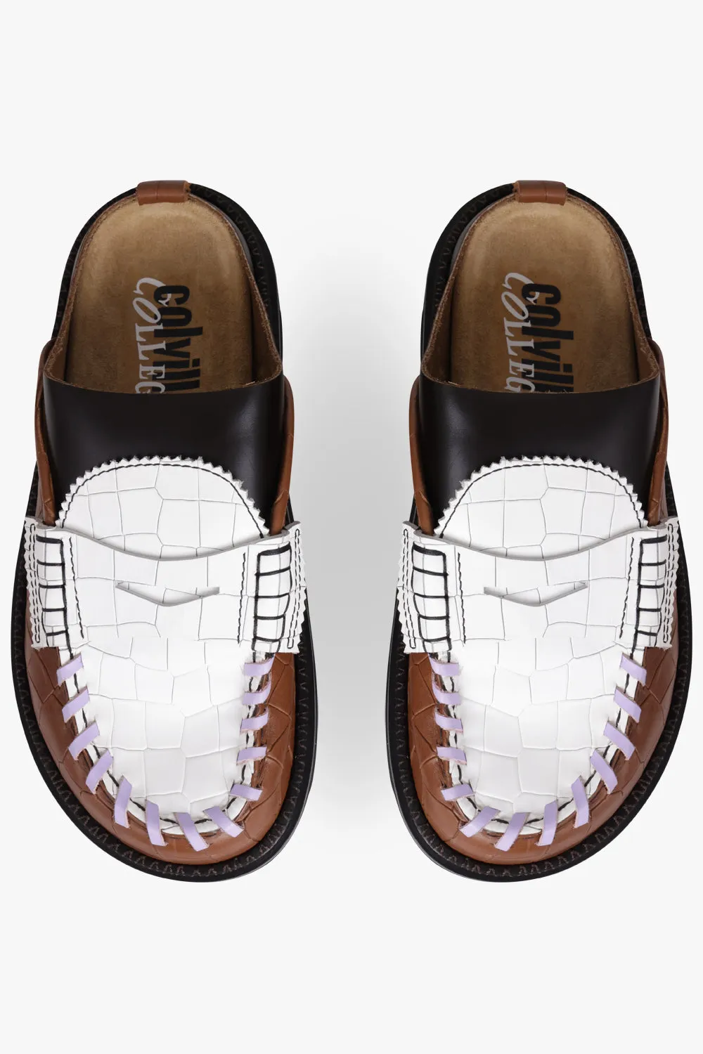 College Chunky Loafer Mule | Brown/Black