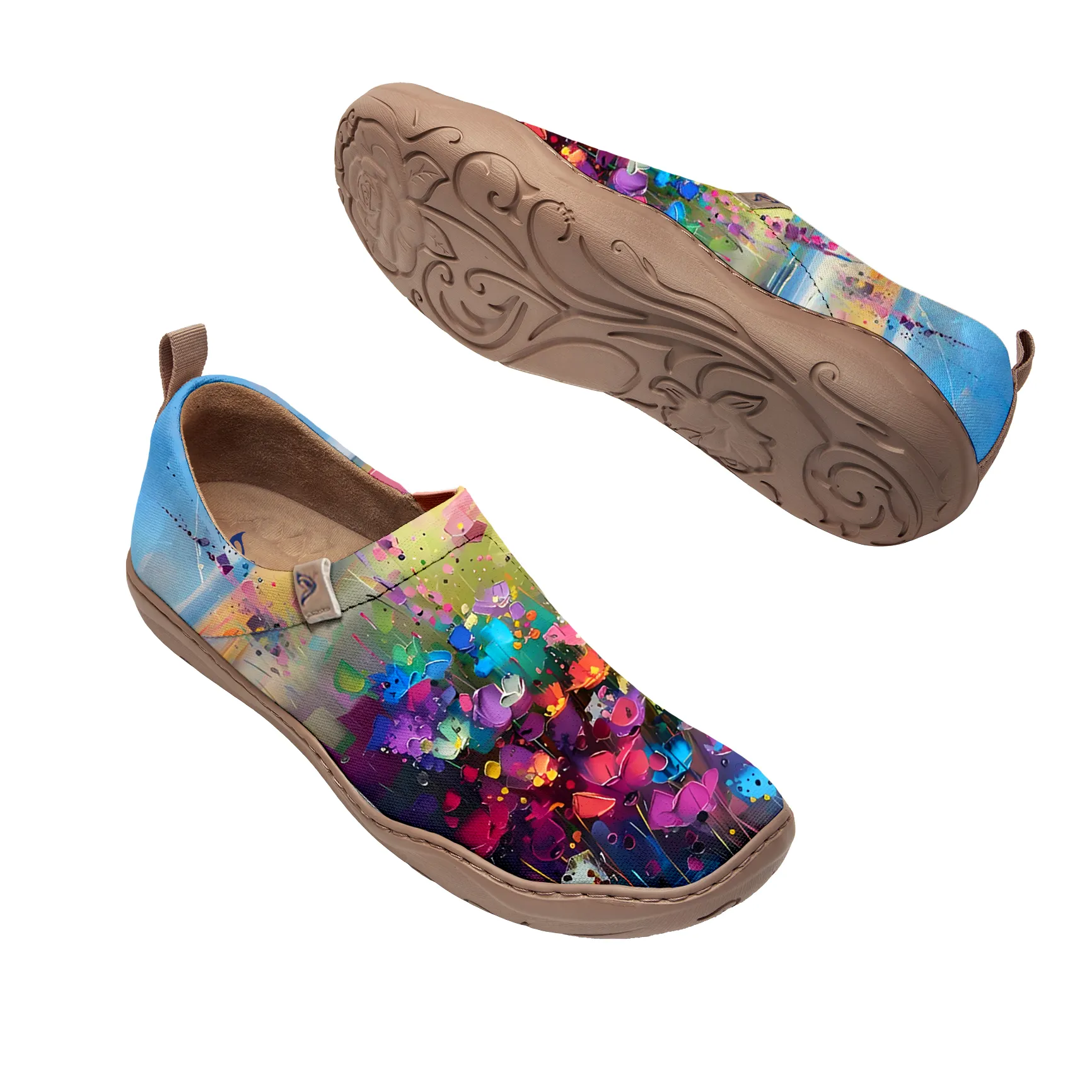 Colorful Oil-Paint Flowers Slip-On