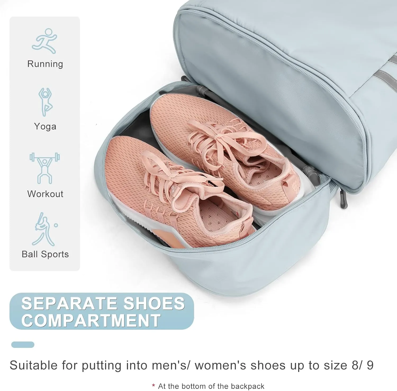 Coofay Small Gym Bag for Women - Waterproof, Lightweight, Sports Backpack with Shoe Compartment