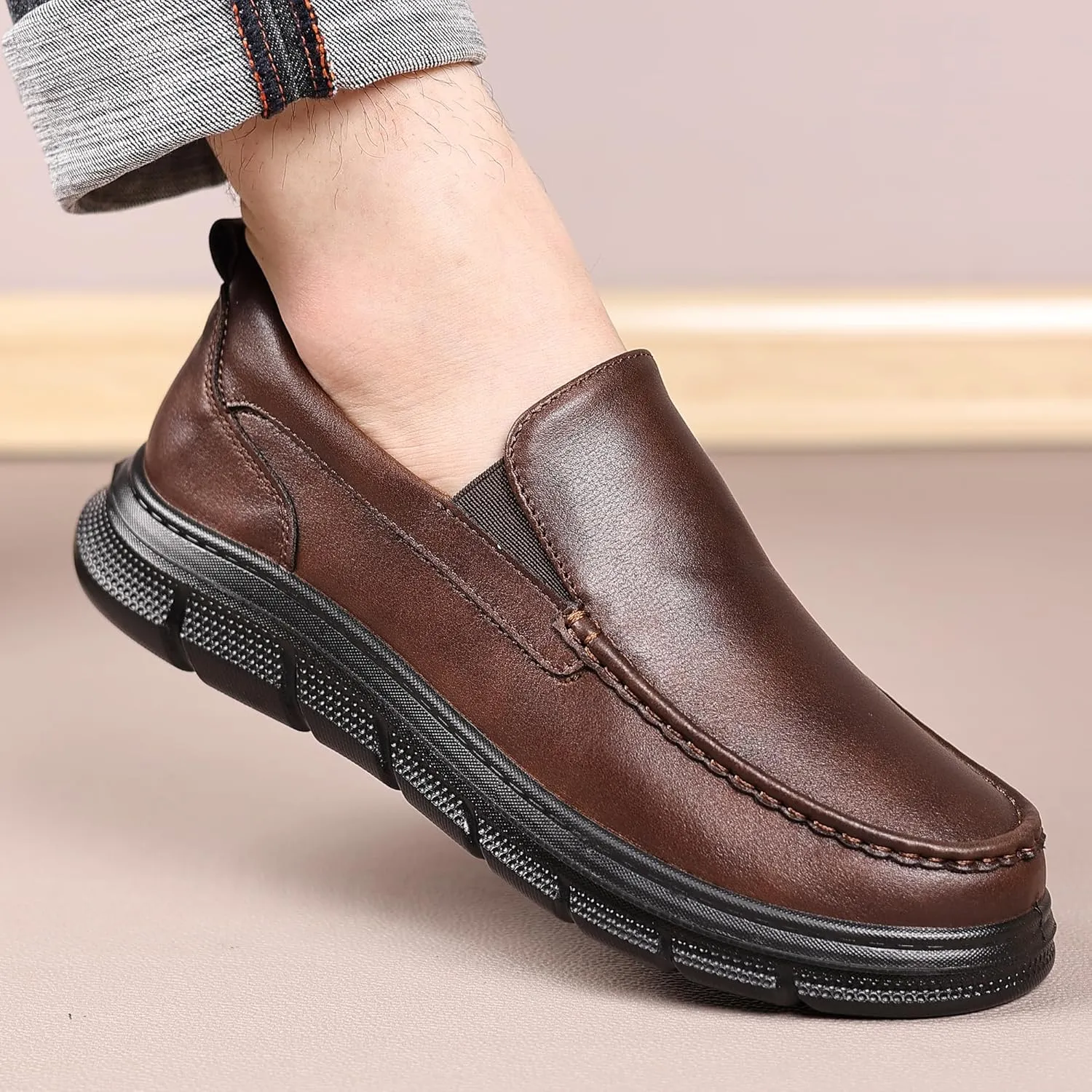 COSIDRAM Mens Casual Loafers Comfortable Soft Classic Moccasin Slip On Daily Walking Shoes