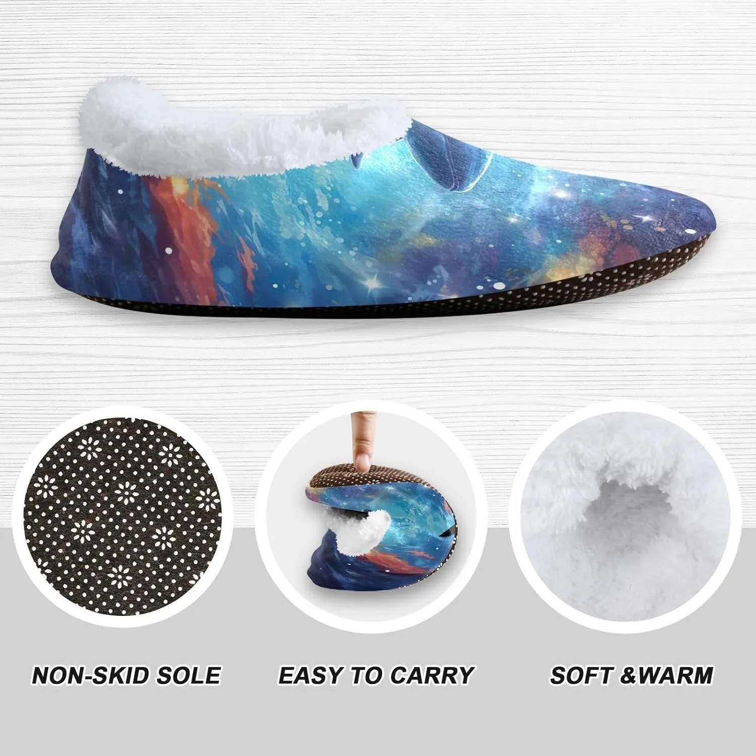 Cosmic Galaxy Whale Space House Slippers for Women Men Non-Slip Soft Sole Scuff Slipper