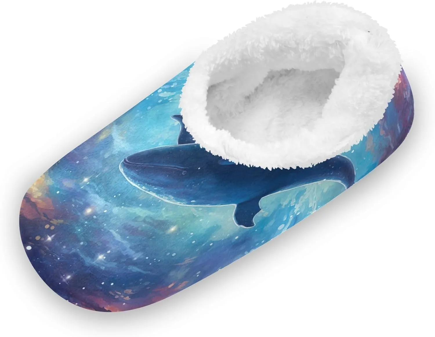 Cosmic Galaxy Whale Space House Slippers for Women Men Non-Slip Soft Sole Scuff Slipper