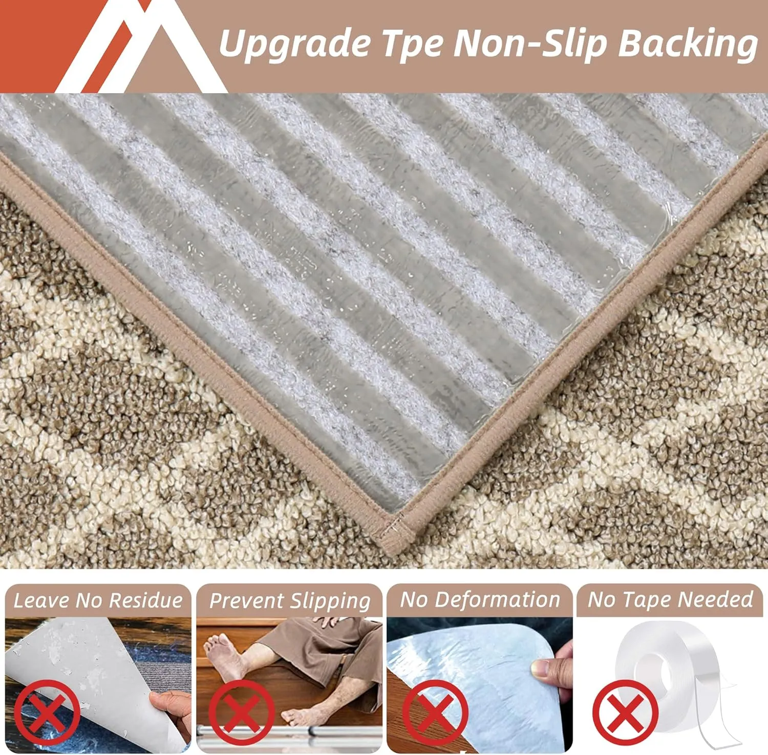 COSY HOMEER Soft Stair Treads 15pcs Non-Slip Carpet Mat 28inX9in Indoor Stair Runners for Wooden Steps,Stair Rugs for Kids and Dogs, 100% Polyester TPE Backing Beige,Rhombus