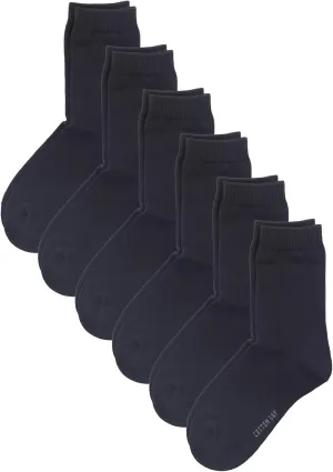 COTTON DAY Unisex Little Kids Youth Boys Girls Soft Cotton Crew Dress Socks Seamless Toe Black White Gray Navy 6 Pack