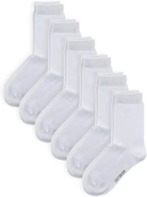 COTTON DAY Unisex Little Kids Youth Boys Girls Soft Cotton Crew Dress Socks Seamless Toe Black White Gray Navy 6 Pack