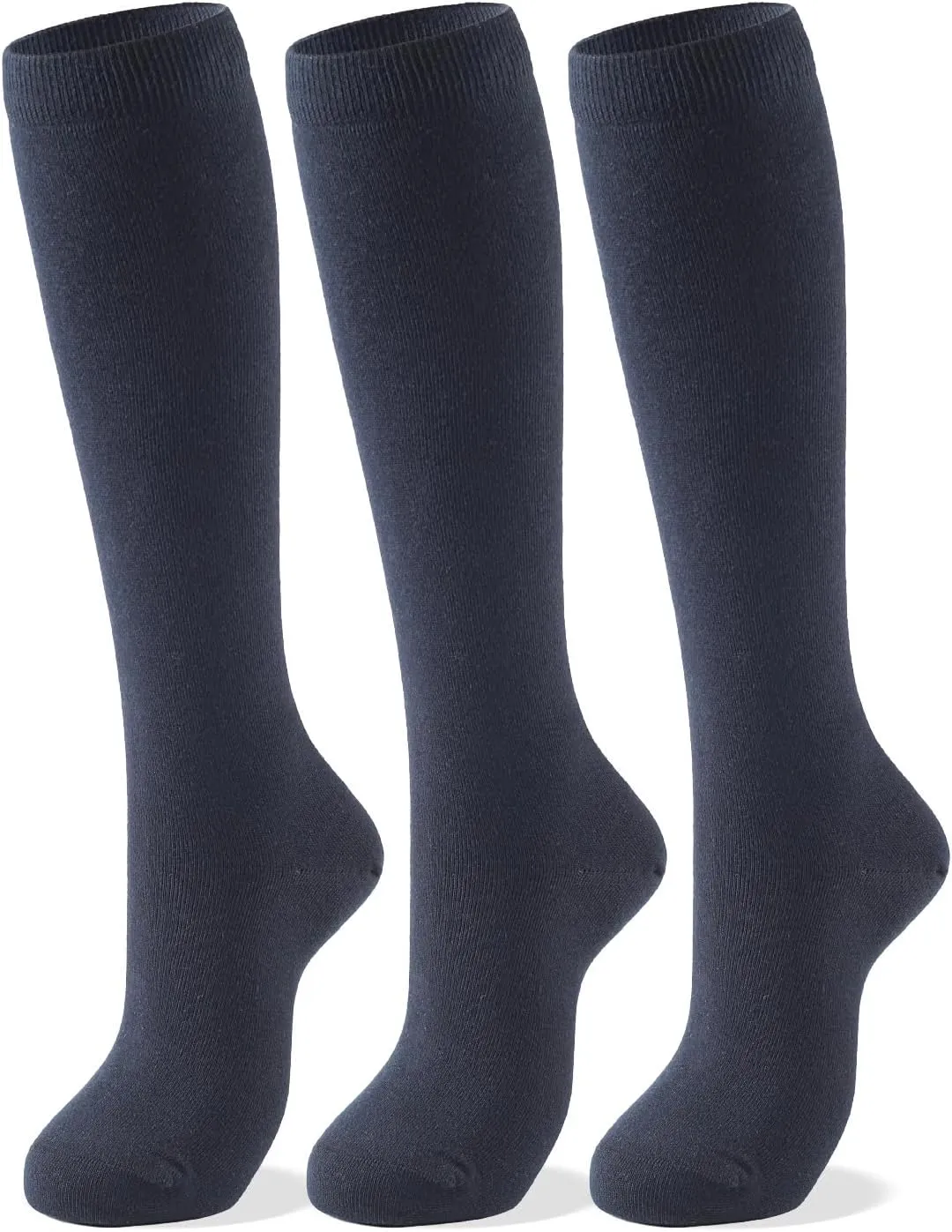 COTTON DAY Women's Soft Combed Cotton Knee High Long Calf Dress Socks Seamless Toe Black White Gray Navy Blue Brown