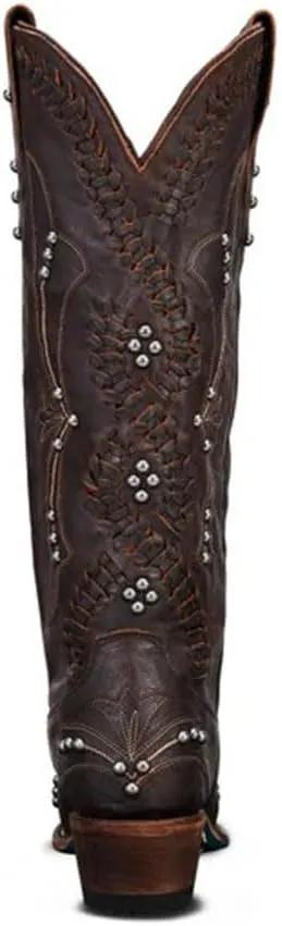 Cowboy Boots for Women, Knee High Western Cowgirl Boots Pointed Toe Chunky Heel Pull on Zipper Fashion Vintage Tall Shoes