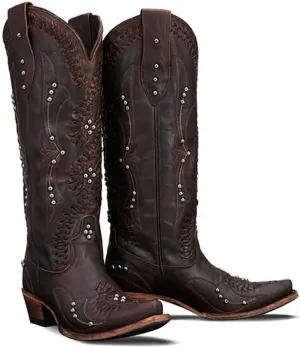 Cowboy Boots for Women, Knee High Western Cowgirl Boots Pointed Toe Chunky Heel Pull on Zipper Fashion Vintage Tall Shoes