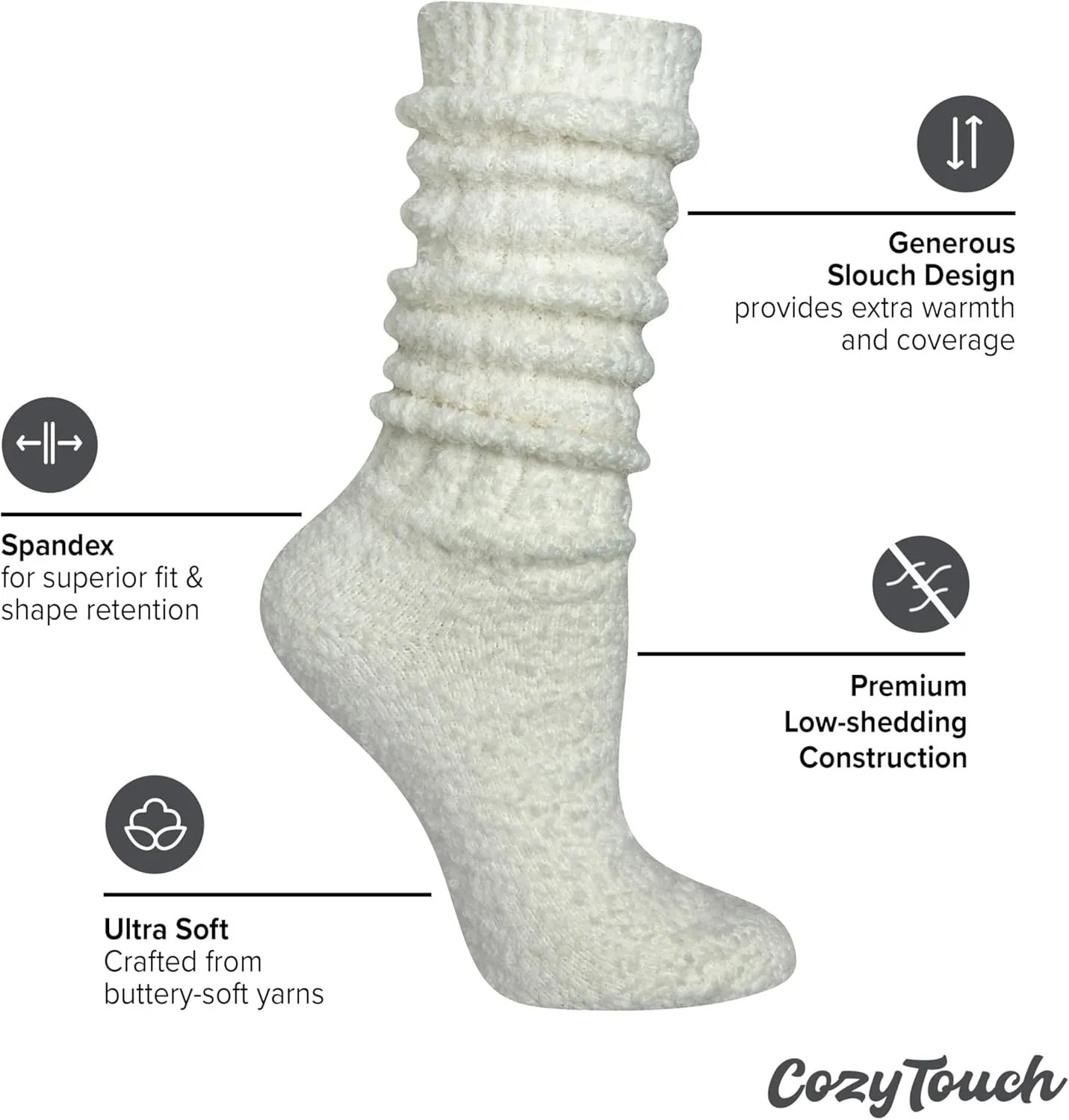 CozyTouch Soft Warm Fuzzy Slouchy Fluffy Comfortable Durable Cozy Cabin Lounge Socks for Women