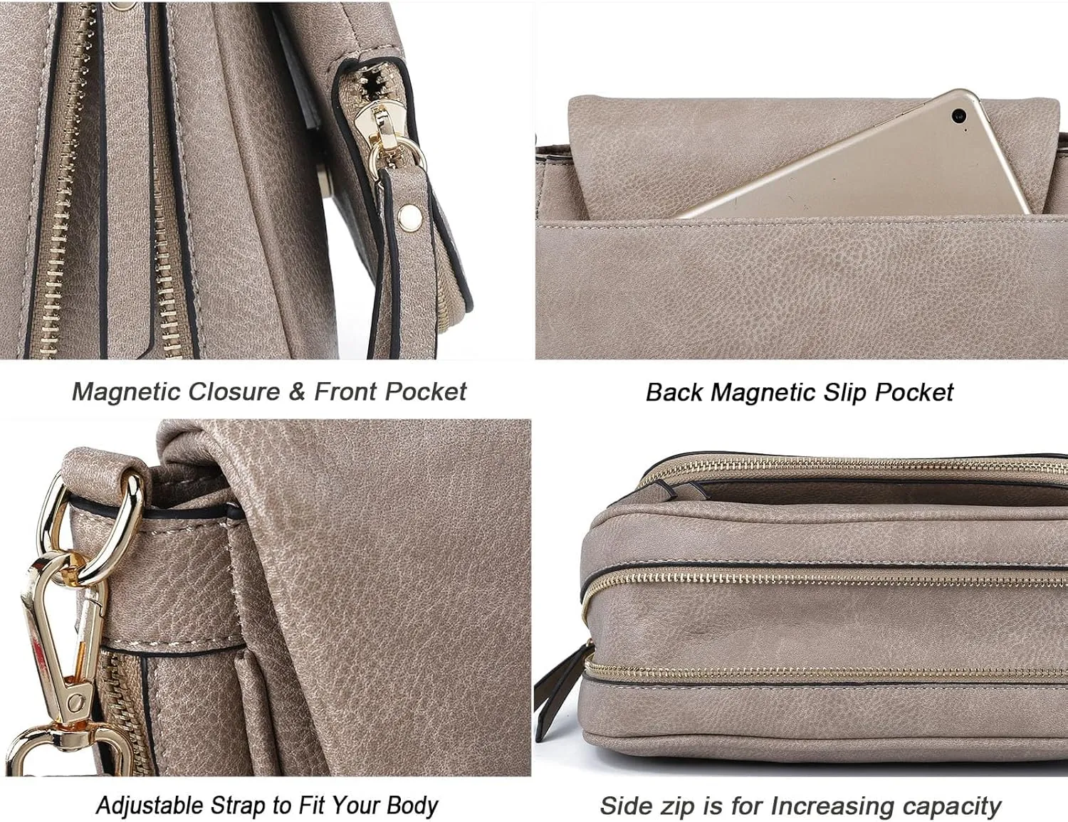 Crossbody Bags for Women Small Pu Leather Over the Shoulder Purses and Flap Cross Body Handbags with Multi Pockets