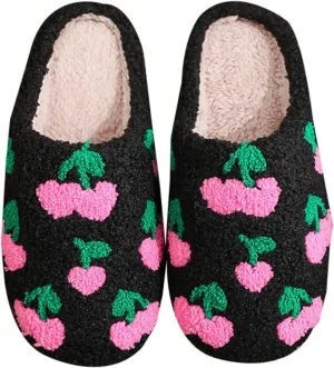 Cute Strawberry Pattern Women's Bedroom Slippers - Warm, Soft, Fuzzy, Non-Slip