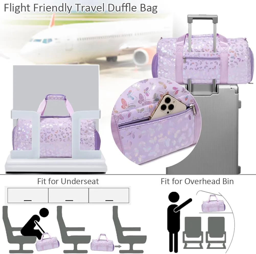Dance Bag for Girls Soft Fluffy Travel Duffel Bag for Girls Sports Gym Bag Ballet Bag Water Resistant Overnight Sleepover Bags with Shoes Compartment