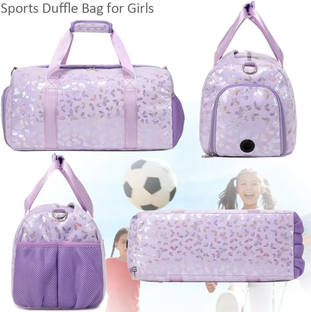 Dance Bag for Girls Soft Fluffy Travel Duffel Bag for Girls Sports Gym Bag Ballet Bag Water Resistant Overnight Sleepover Bags with Shoes Compartment
