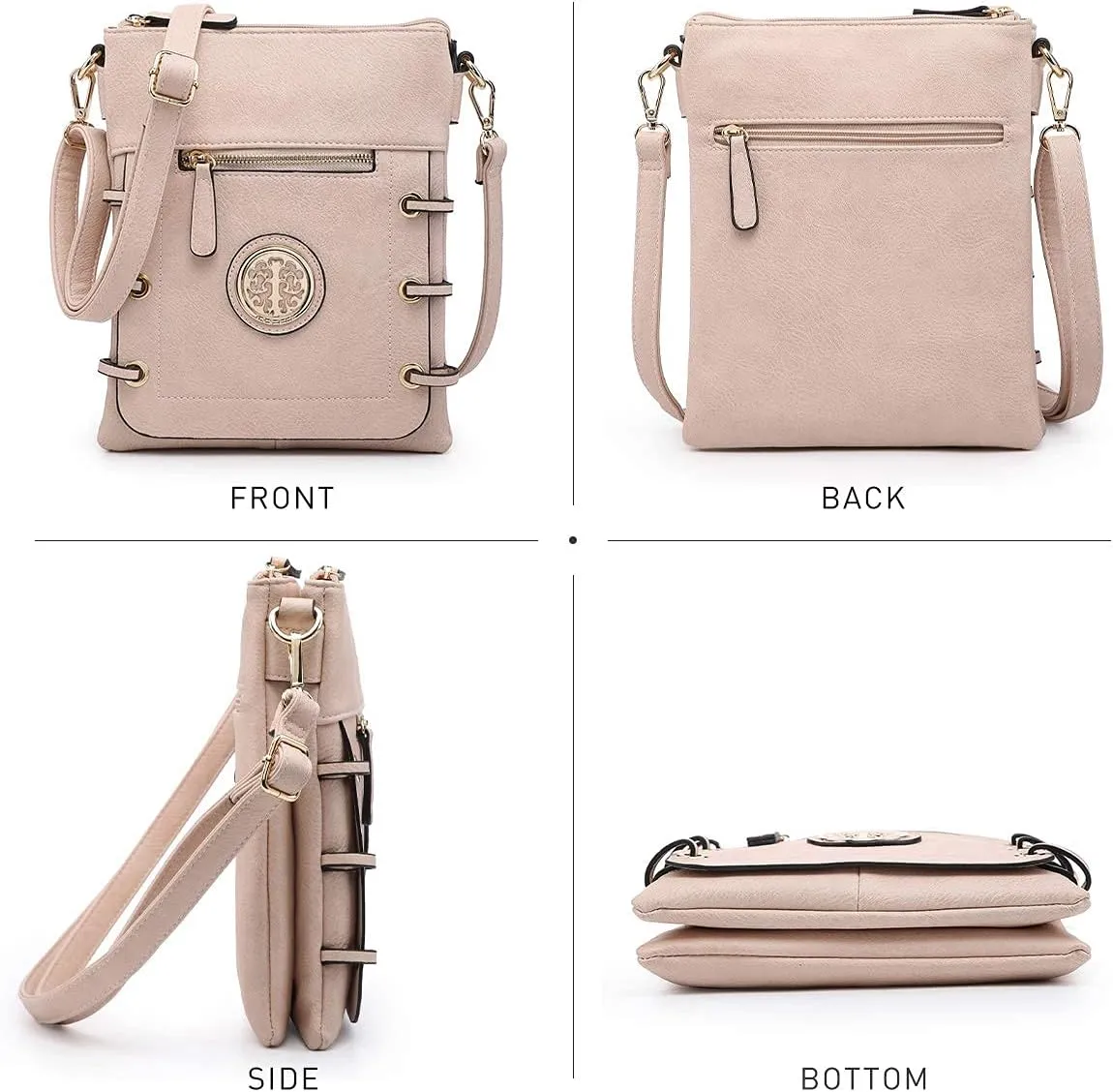 Dasein Women Lightweight Shoulder Purse Soft PU Leather Crossbody Bag Multi Pocket Travel Purses with Double Zipper