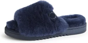 Dearfoams Women's Fireside Cairns Shearling Easy On/Off Slide Sandal Slipper
