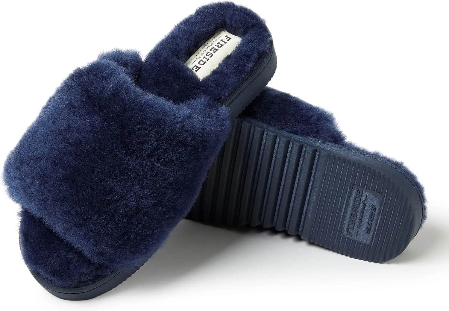 Dearfoams Women's Fireside Cairns Shearling Easy On/Off Slide Sandal Slipper