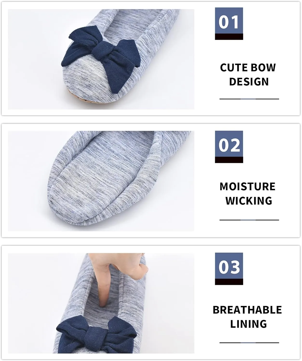 DICUIRD Women's Ballerina Slippers Lightweight House Slippers with Stretchable Heel Design