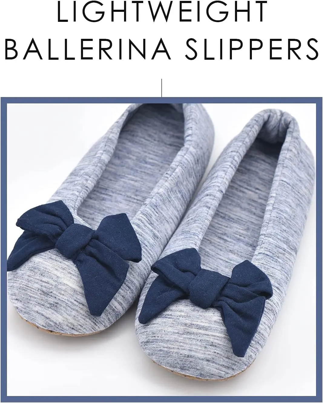 DICUIRD Women's Ballerina Slippers Lightweight House Slippers with Stretchable Heel Design