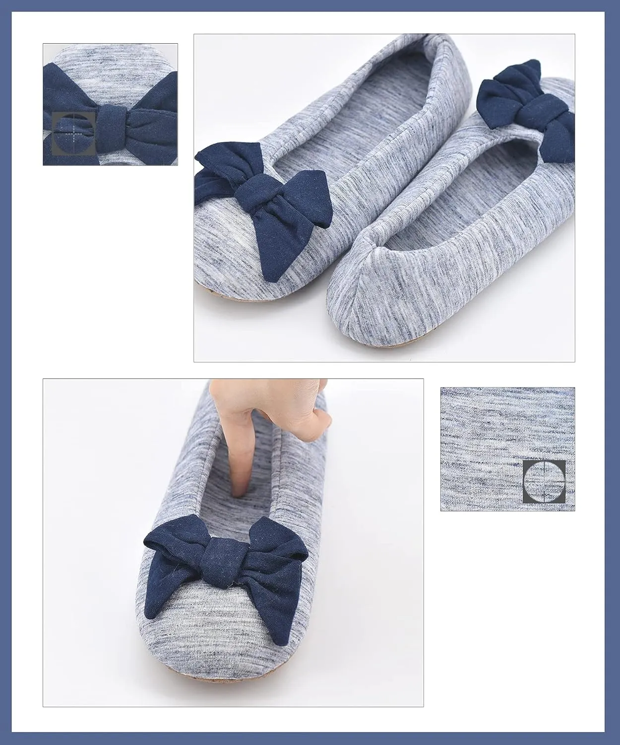 DICUIRD Women's Ballerina Slippers Lightweight House Slippers with Stretchable Heel Design