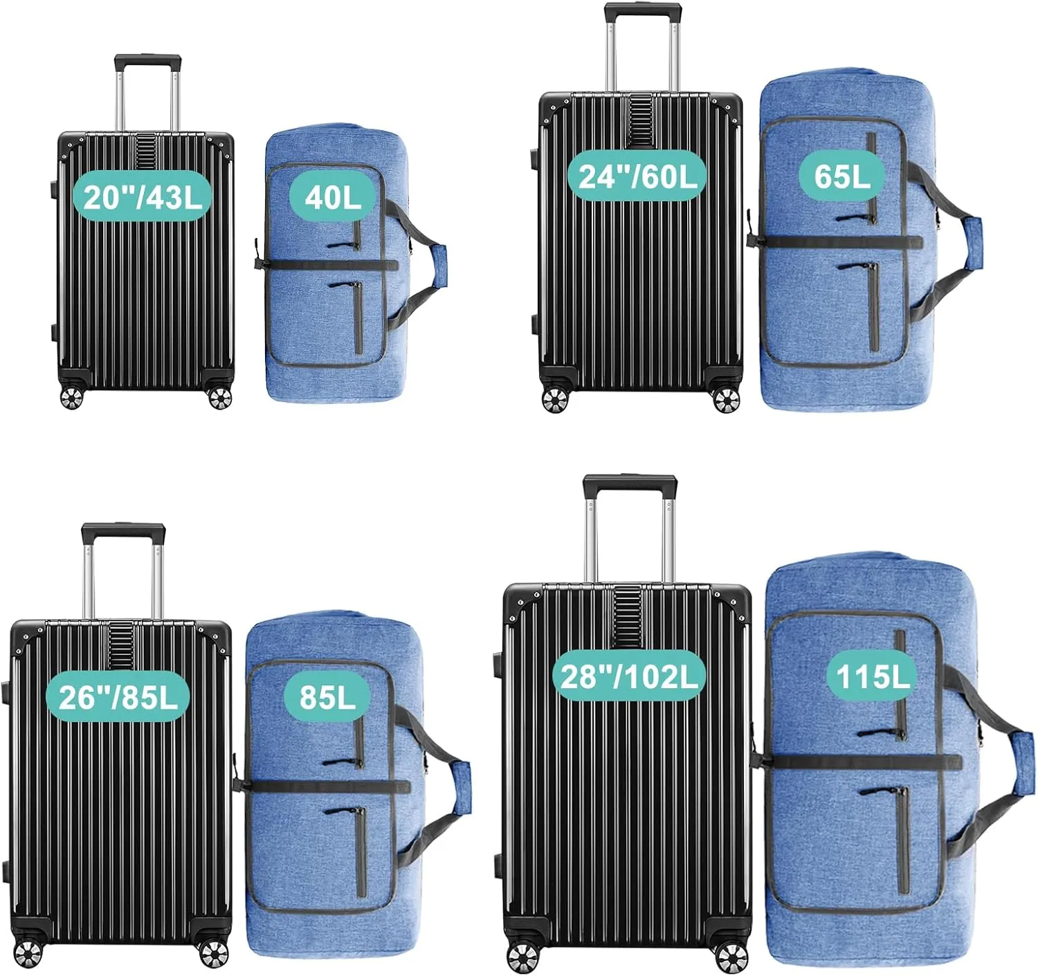 Dimayar 65L Travel Duffle Bag for Men Women - Foldable Duffel Bag with Shoes Compartment - Overnight Bags Waterproof & Tear Resistant(Blue)