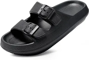 Dodow Womens Slide Sandals Adjustable Soft Cloud Comfort Slip On Flat Sandals