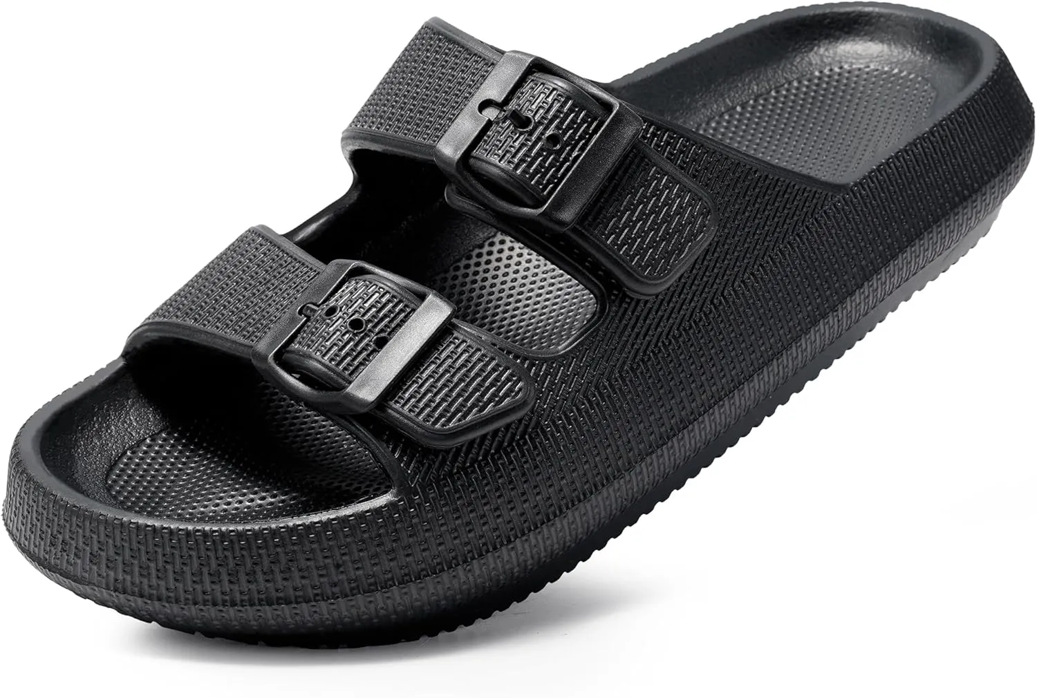 Dodow Womens Slide Sandals Adjustable Soft Cloud Comfort Slip On Flat Sandals