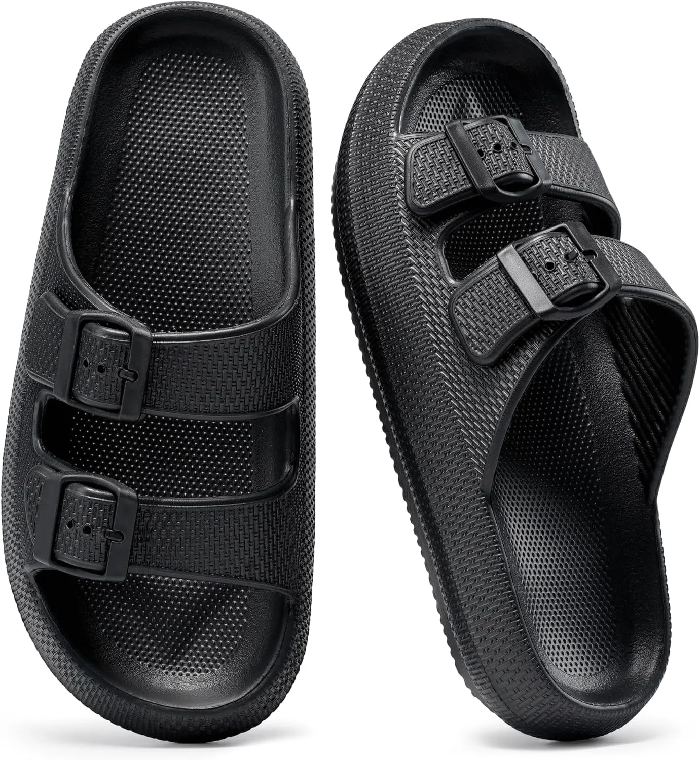 Dodow Womens Slide Sandals Adjustable Soft Cloud Comfort Slip On Flat Sandals