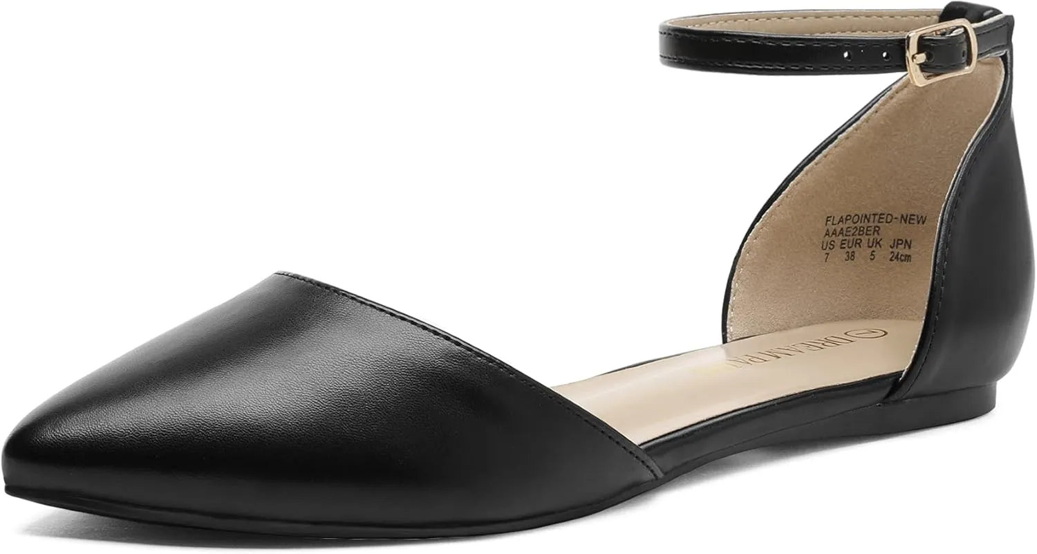 DREAM PAIRS Flapointed Women's Casual D'Orsay Pointed Plain Ballet Comfort Soft Slip On Flats Shoes