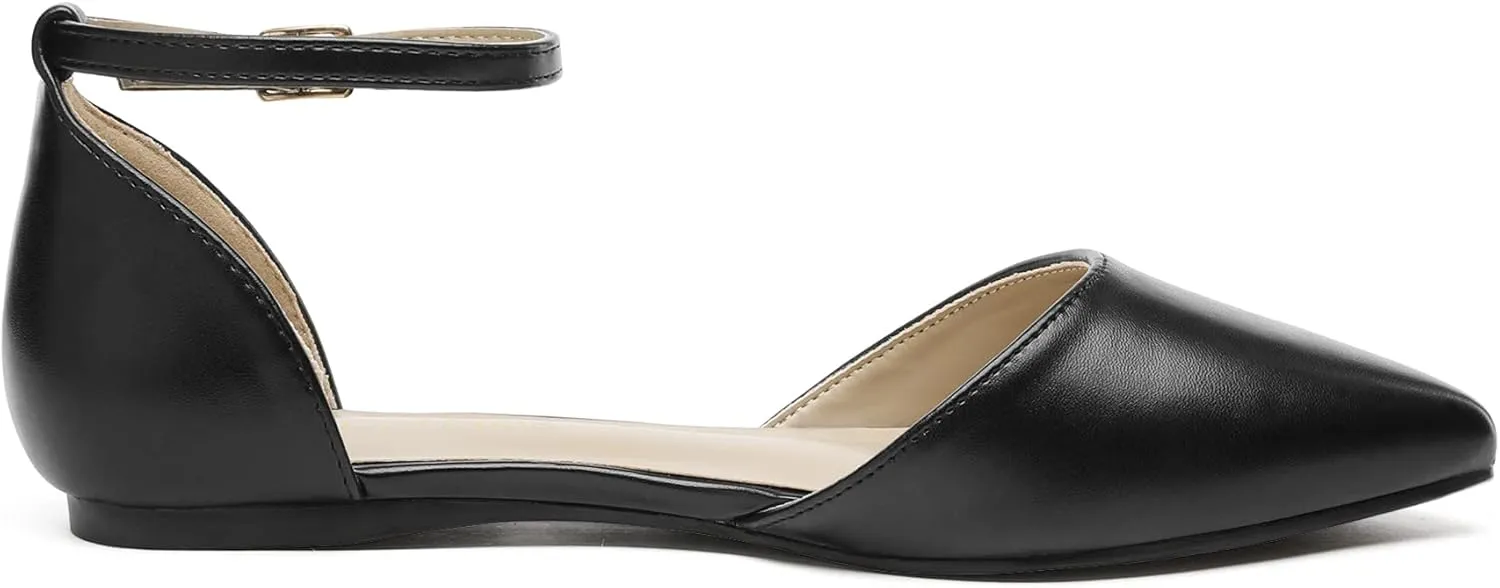DREAM PAIRS Flapointed Women's Casual D'Orsay Pointed Plain Ballet Comfort Soft Slip On Flats Shoes
