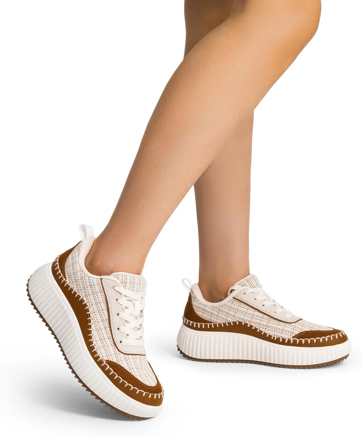DREAM PAIRS Women Chunky City Tweed Comfortable Casual Platform Fashion Sneaker