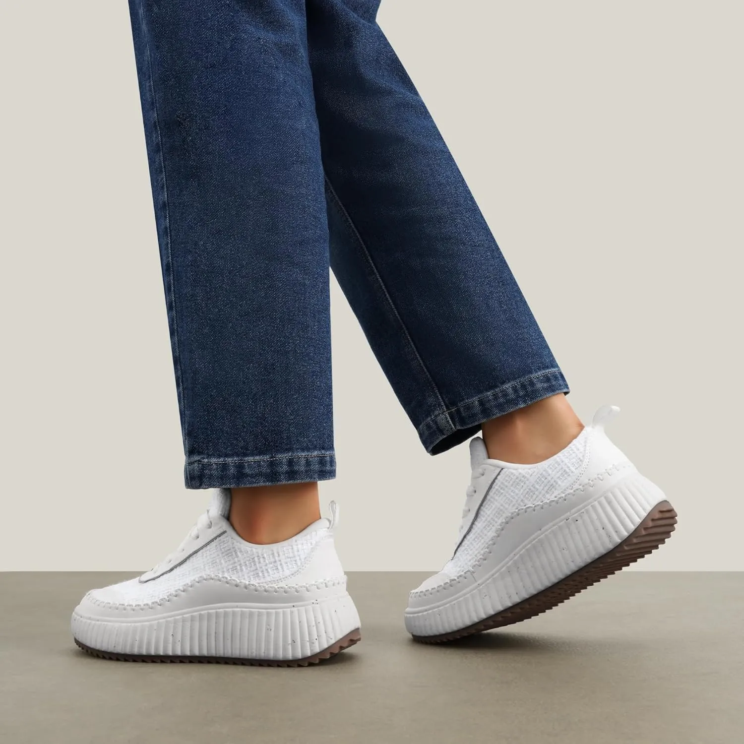 DREAM PAIRS Women Chunky City Tweed Comfortable Casual Platform Fashion Sneaker