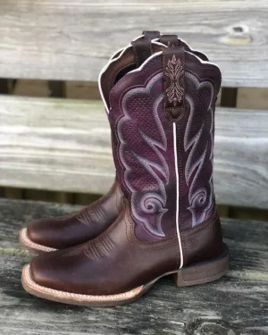 Durango Women's Rebel Pro Purple & Brown Square Toe Cowgirl Boots DRD0377