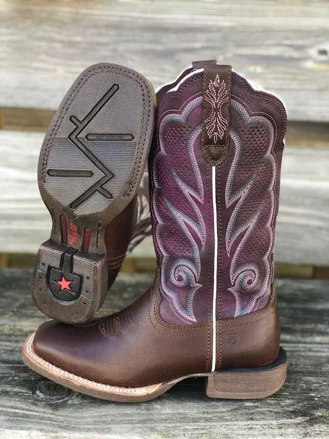 Durango Women's Rebel Pro Purple & Brown Square Toe Cowgirl Boots DRD0377