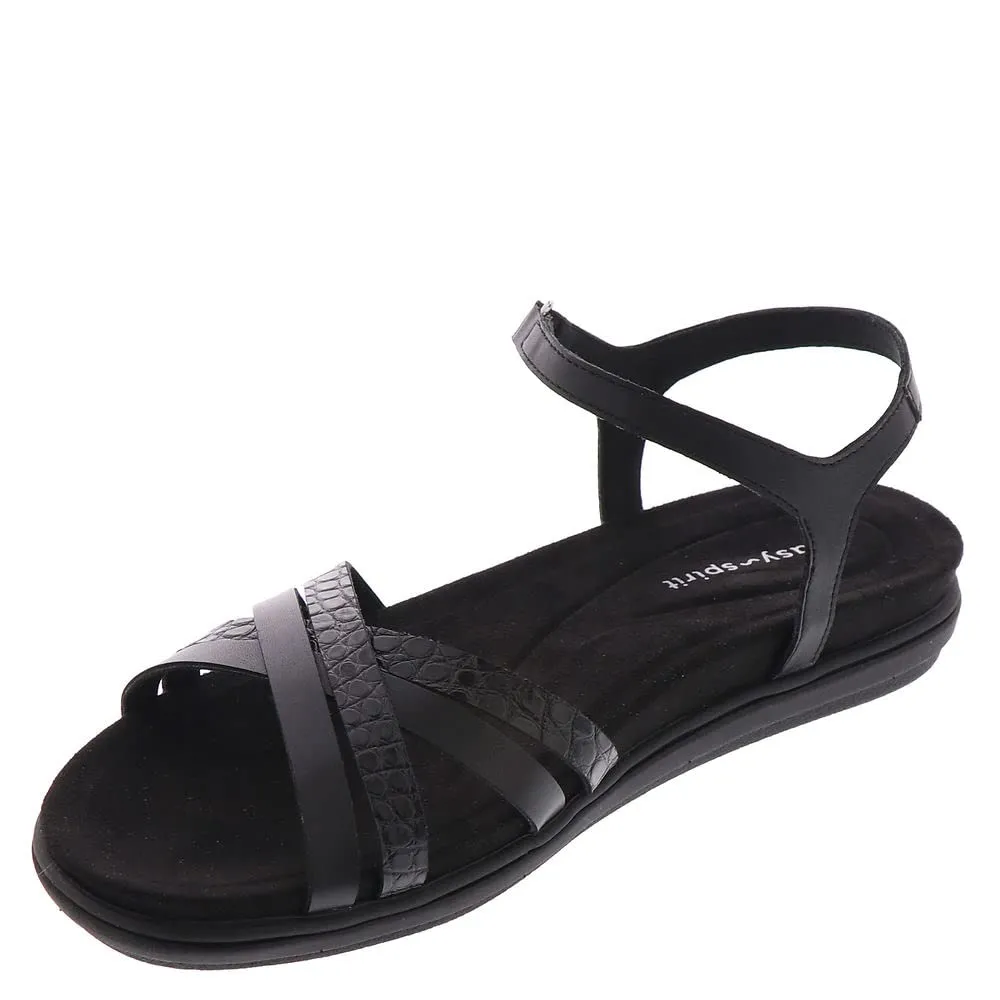 Easy Spirit Women's DOTTLE3 Flat Sandal, Black 001, 6