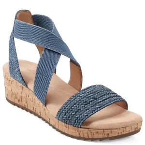 Easy Spirit Women's Lorena Wedge Sandal, Blue/Gold Multi, 11