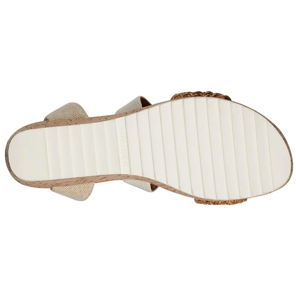 Easy Spirit Women's Lorena Wedge Sandal, Light Natural/Beige, 8