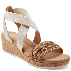 Easy Spirit Women's Lorena Wedge Sandal, Light Natural/Beige, 8